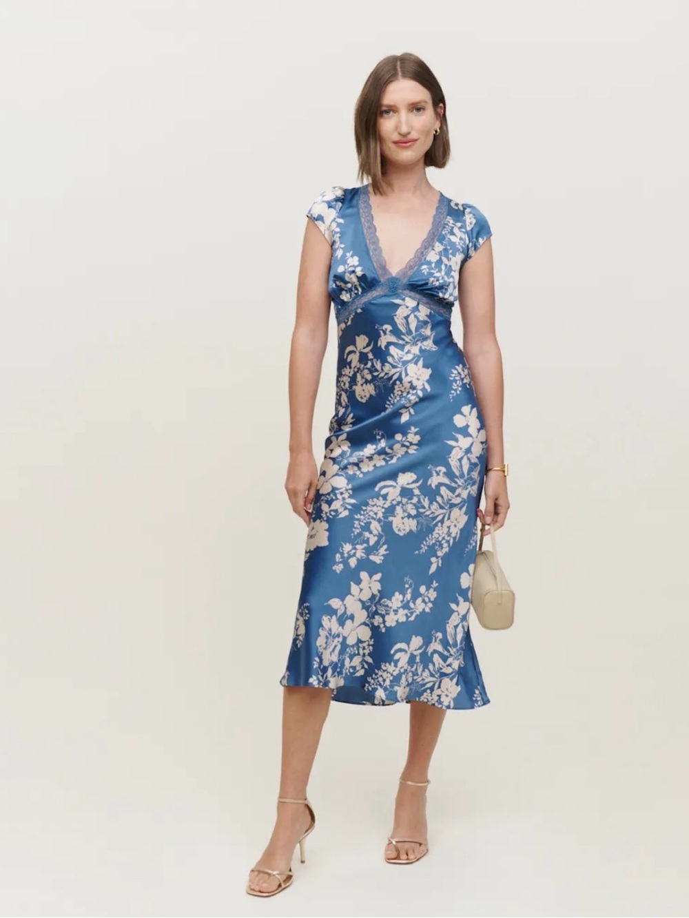 Reformation Coven Blue Floral Lace-Trim Maxi Dress